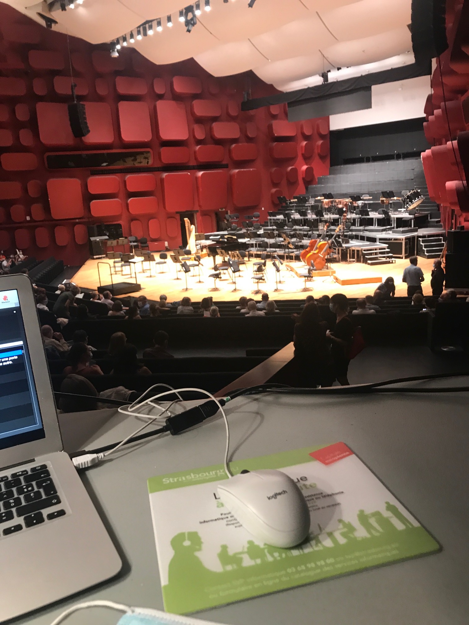 The stage and orchestra set for rehearsal in Strasbourg